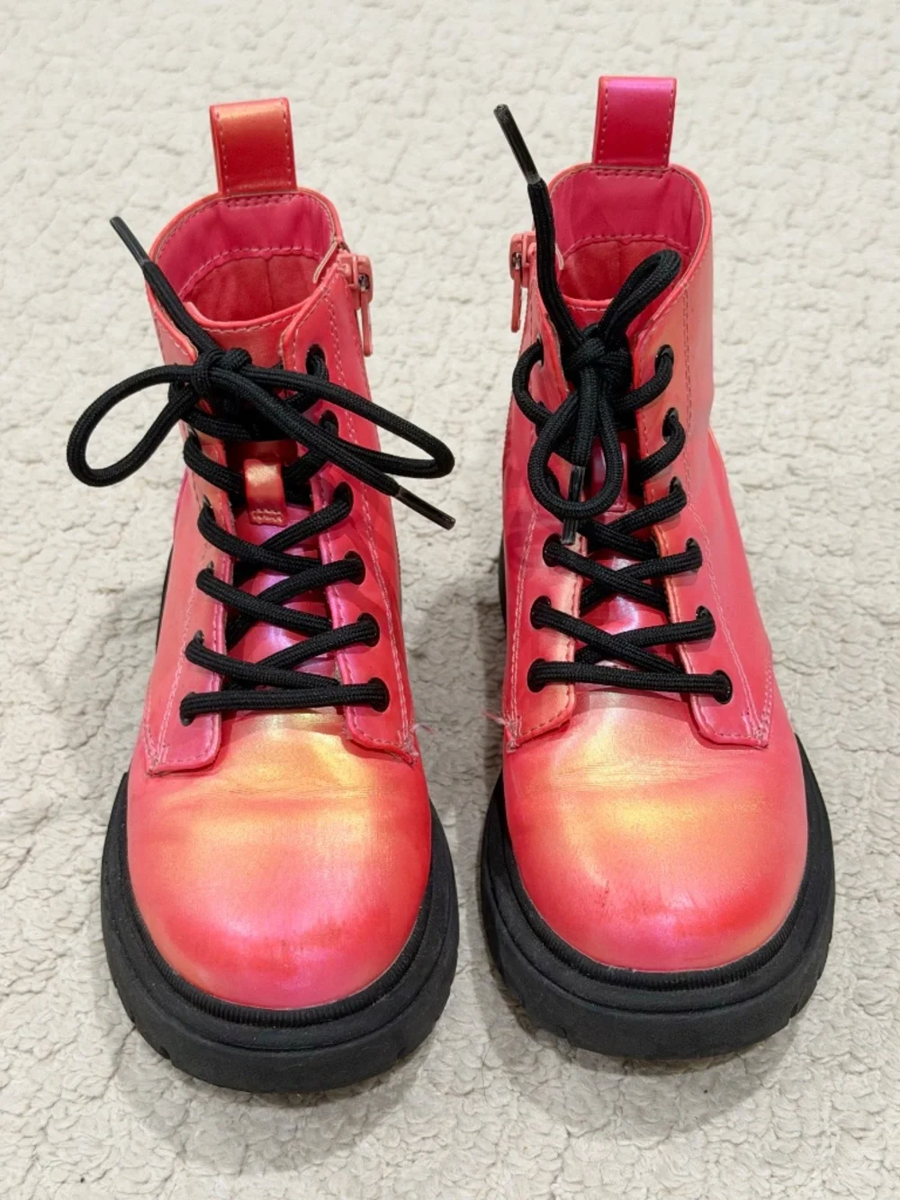 Kids Art Class Pink Iridescent Combat Boots Size 13